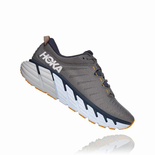 Hoka One One GAVIOTA 3 Road Running Shoes For Men India Grey IN-4698